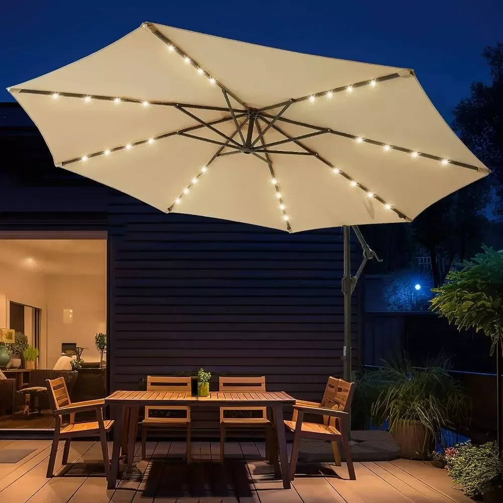 Patio Umbrella ກັບ LED Solar